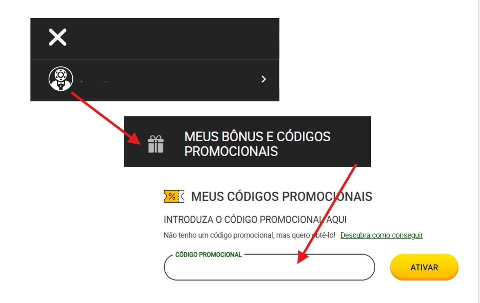onde inserir o código promocional